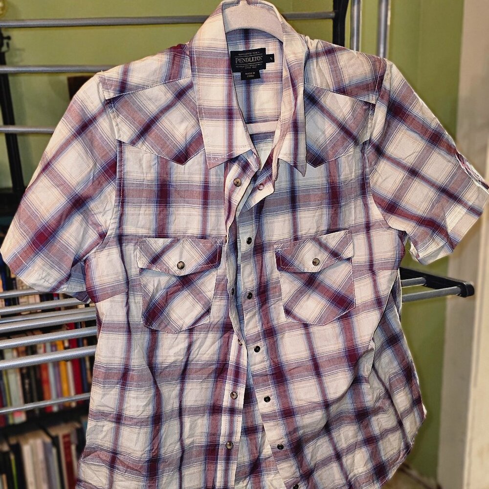 Pendleton Boys’ Plaid Button-Up Shirt – Size Large – New Without Tags